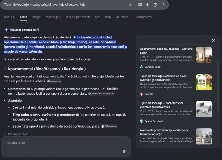 Cum utilizează Google AI Overview conținutul publicat în mediul editorial de construcții