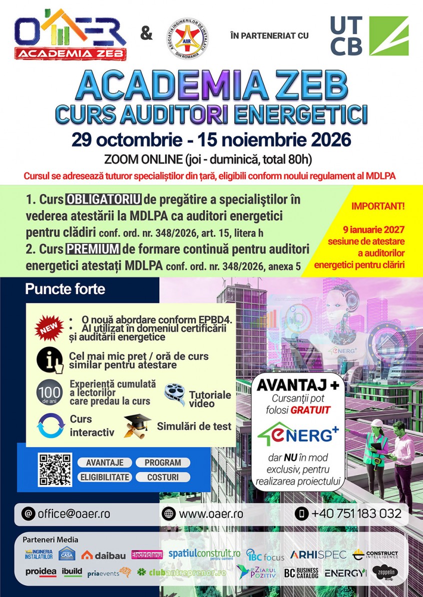 OAER anunță organizarea cursurilor pentru auditorii energetici