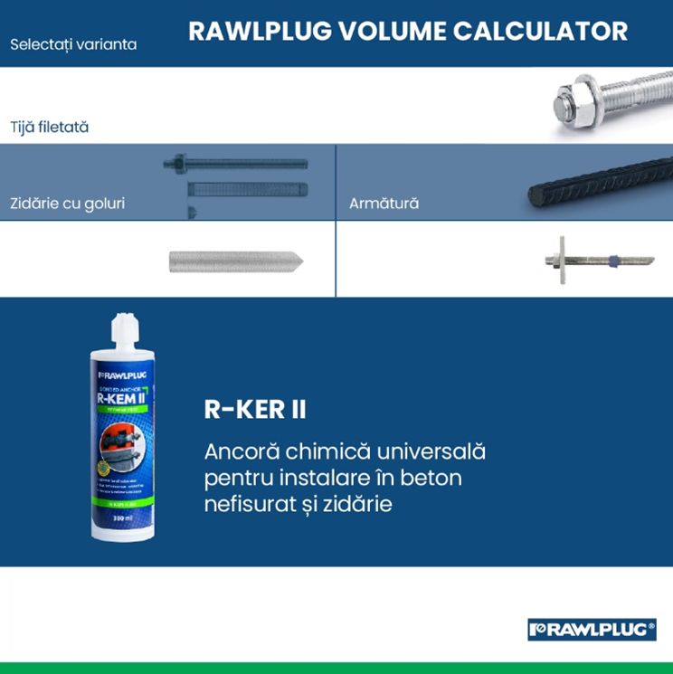Aplicație gratuită pentru estimarea corectă a necesarului și a dozării ancorelor chimice Rawlplug