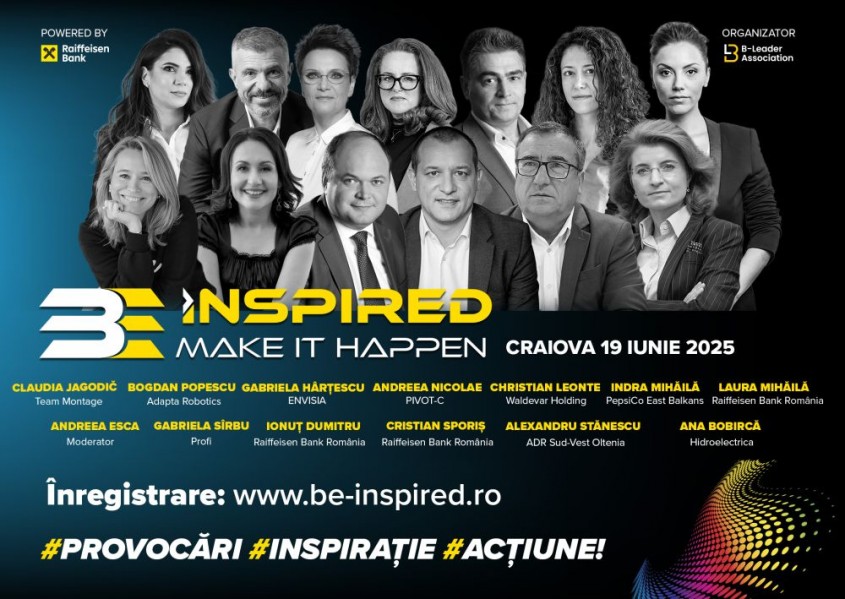Conferința BE INSPIRED. MAKE IT HAPPEN! ajunge la Craiova în 19 iunie