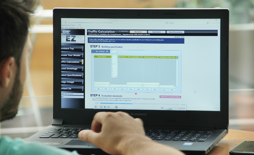 ELMAS te ajută să alegi ascensorul potrivit prin aplicația MITSUBISHI EZ-ASSIST SYSTEM