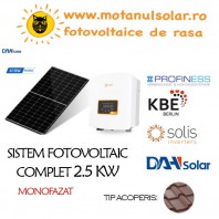 Sistem fotovoltaic complet 2 5 kW on-grid monofazat cu sistem de prindere pe acoperis (Solis -