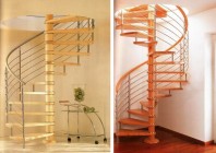 Scari in spirala cu trepte din lemn masiv si balustrada din inox, lemn - INOX DESIGN