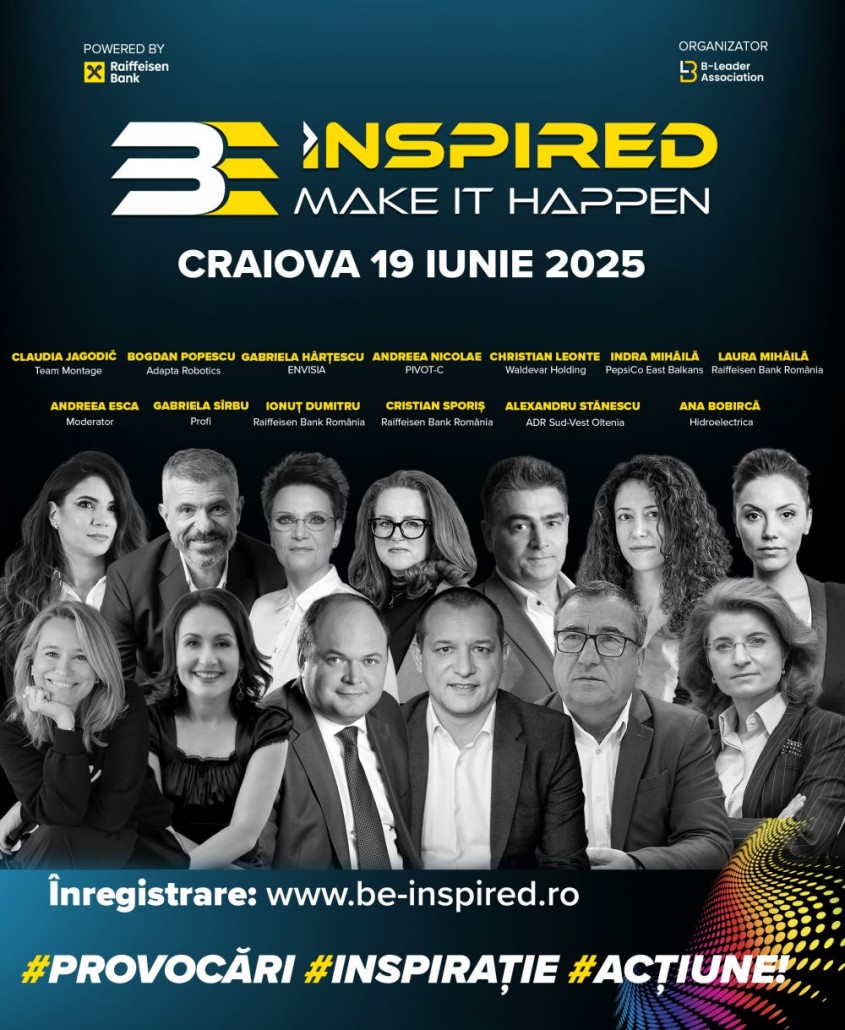 Conferința BE INSPIRED. MAKE IT HAPPEN! ajunge la Craiova în 19 iunie