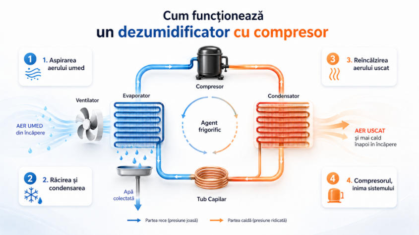 Dezumidificatorul &icirc;ncălzește sau răcește aerul? Tot ce trebuie să știi despre temperatura din cameră