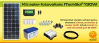 Kit (sistem) solar fotovoltaic ITechSol® 150W pentru iluminat - KIT130WM12VINV30