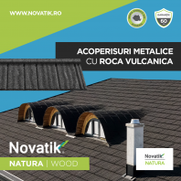 Țigle metalice cu acoperire de rocă vulcanică Novatik NATURA | WOOD