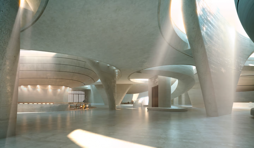 Un muzeu futurist creat Foster + Partners își deschide aripile pentru a se răcori