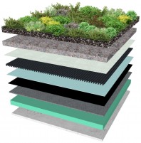 Sistem de acoperis verde cu strat de vegetatie si hidroacumulare