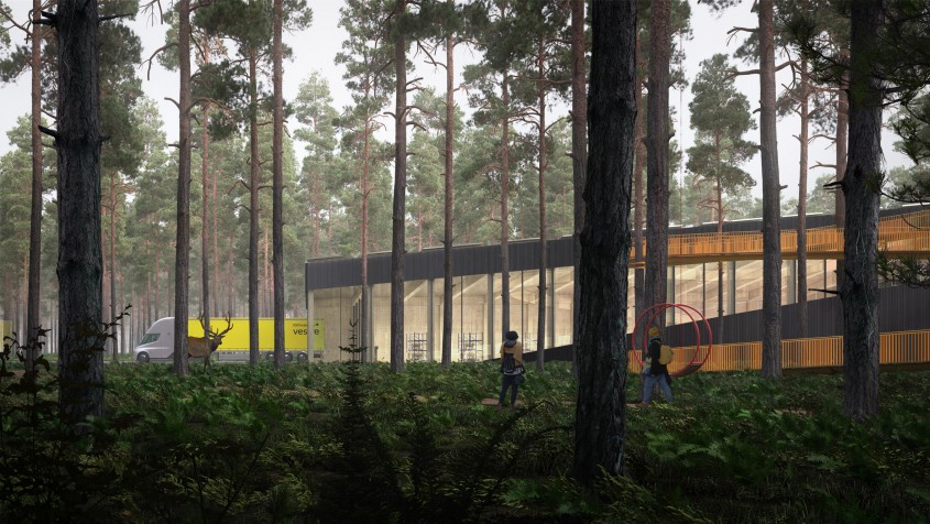 O fabrică de mobilă în mijlocul pădurii, exemplu de arhitectură sustenabilă
