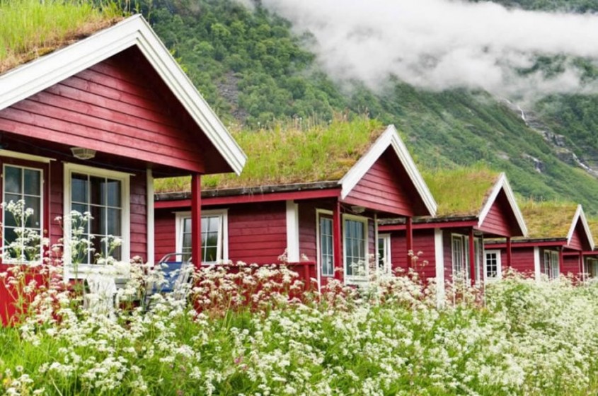 Case construite în armonie cu peisajul natural în Norvegia
