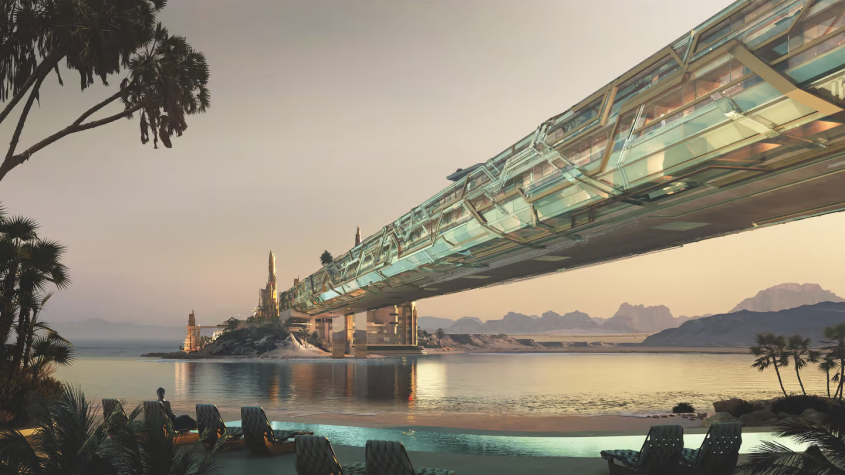 O nouă destinație spectaculoasă Neom: Hotelul-pod cu o piscină lungă de 450 de metri pe acoperiș