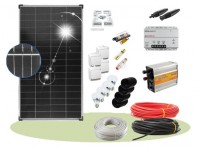 Kit solar fotovoltaic 150W pentru iluminat 12V - cu invertor