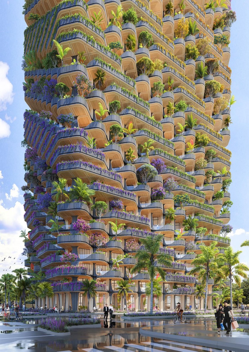 O clădire ca o extensie a naturii Construită din lemn şi îmbracată în zeci de mii