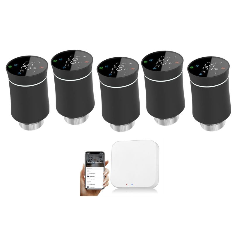 KIT AUTOMATIZARE SMART RADIATOARE, 5 CAPURI TERMOSTATATE QTV, WIRELESS, WIFI, HUB GATEWAY, APLICATIE IOS- ANDROID.jpg