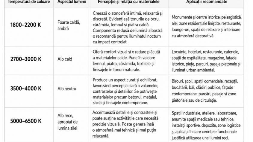 Temperatura de culoare | Caldă, neutră sau rece? Cum alegi lumina potrivită pentru fiecare aplicație?