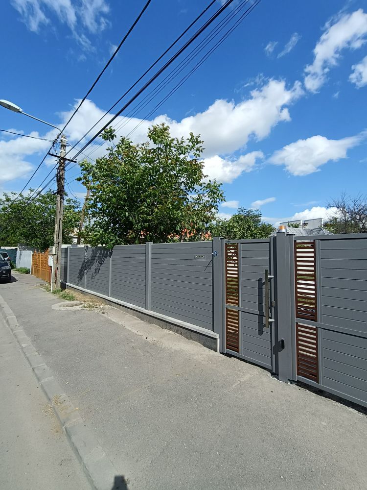 Poarta din aluminiu HERA – profil prismă patrulateră, design și durabilitate