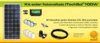 Kit (sistem) solar fotovoltaic ITechSol® 100W pentru iluminat - KIT100W12VFA