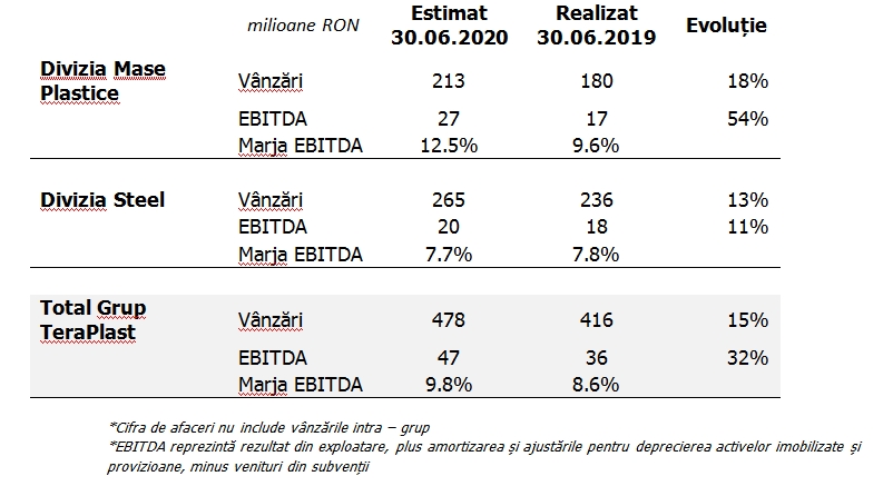 Grupul TeraPlast: Estimări pentru semestrul 1 din 2020