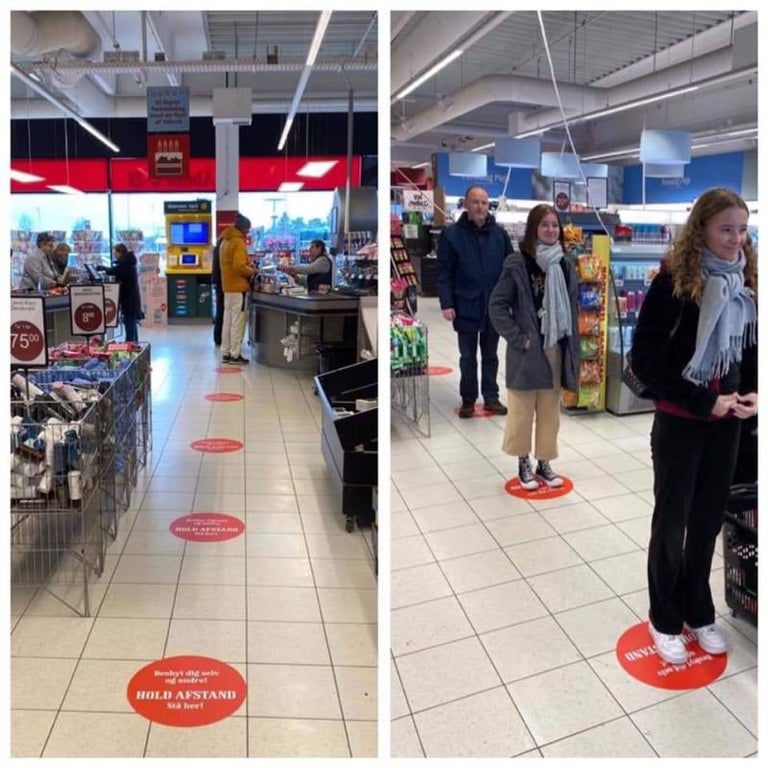 Solutia gasita de un supermarket din Danemarca pentru ca clientii sa pastreze o distanta sigura intre