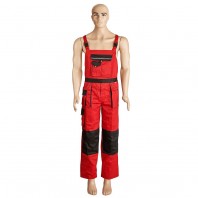Pantalon cu pieptar GALAXY rosu/negru material-bumbac/poliester 