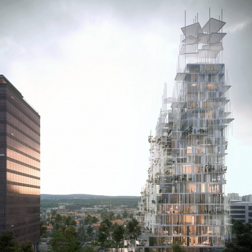 Acest "sat vertical" din lemn va fi construit în Paris