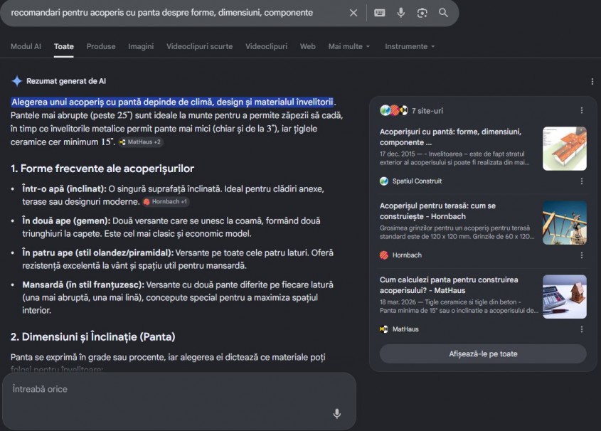 Cum utilizează Google AI Overview conținutul publicat în mediul editorial de construcții