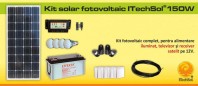 Kit (sistem) solar fotovoltaic 150W pentru iluminat - KIT150WP12V