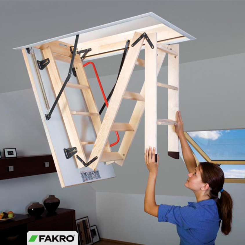 Scară modulară pentru acces la pod, din lemn LWK Komfort