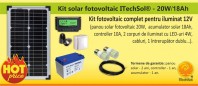 Kit (sistem) solar fotovoltaic ITechSol® 20W pentru iluminat - KIT20W12V