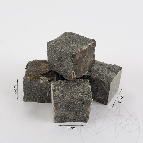 Piatra Cubica Granit Gri Antracit Natur, 8 x 8 x 8 cm