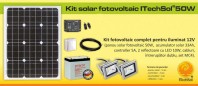 Kit (sistem) solar fotovoltaic ITechSol® 50W pentru iluminat - KIT50W12V