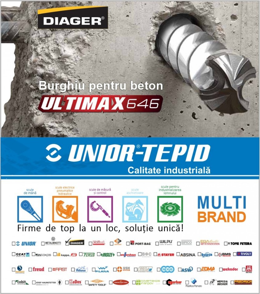 Diager – Utimax 646 – Burghiu SDS-max pentru beton cu 10 muchii de tăiere și cap