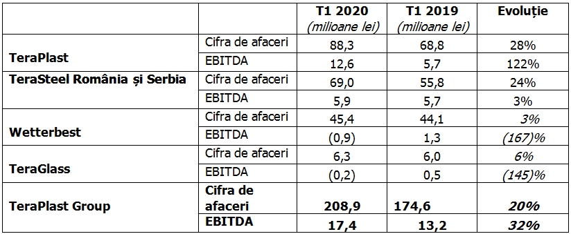 Grupul TeraPlast creștere organică de 32% a profitabilității și de 20% a cifrei de afaceri în