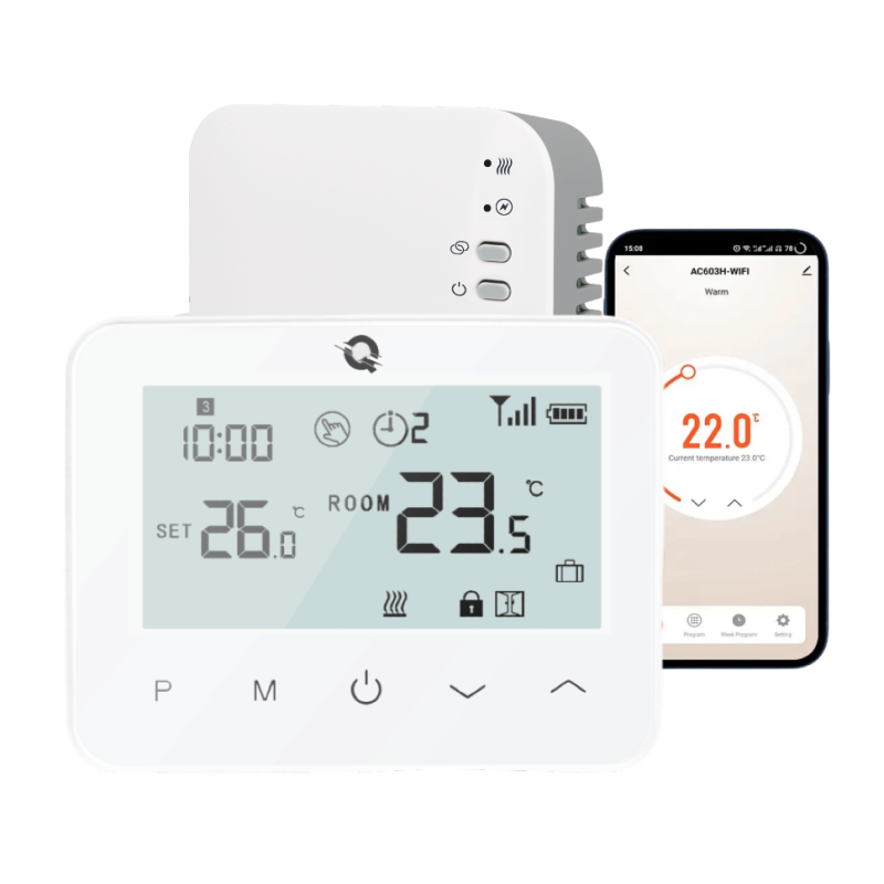 TERMOSTAT Q20 TERMOSTAT SMART WIRELESS INCALZIRE IN PARDOSEALA SAU RADIATOARE SMART LIFE 4 PROGRAME COMENZI TACTILE