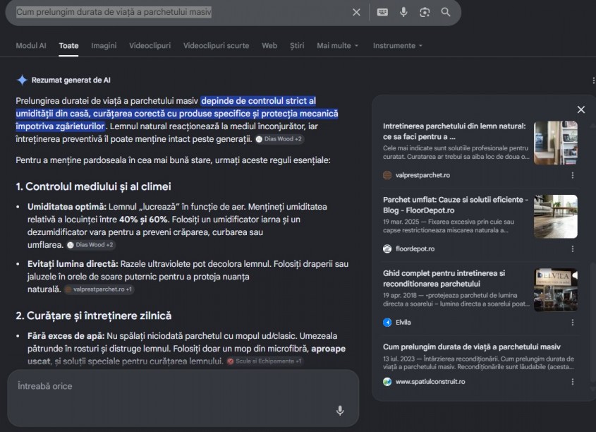 Cum utilizează Google AI Overview conținutul publicat în mediul editorial de construcții