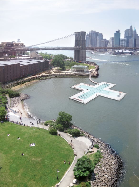 O pisicină spectaculoasă ce pluteşte pe apele poluate ale East River din New York