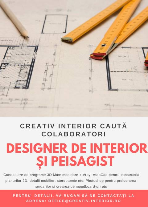 Creativ Interior caută colaboratori în București: designer de interior & peisagist