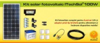 Kit (sistem) solar fotovoltaic ITechSol® 100W pentru iluminat - KIT100W12V