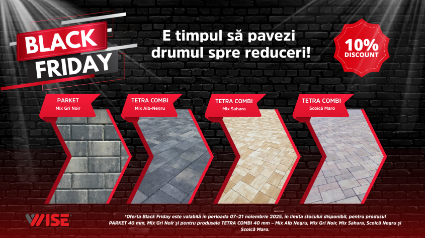 WISE Pavaje lansează campania Black Friday 2025 - 10% reducere la modele premium de pavaj