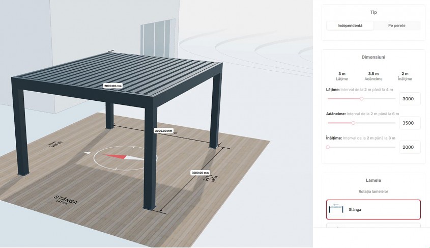 Configurează pergola bioclimatică online: soluția modernă pentru proiecte precise și personalizate