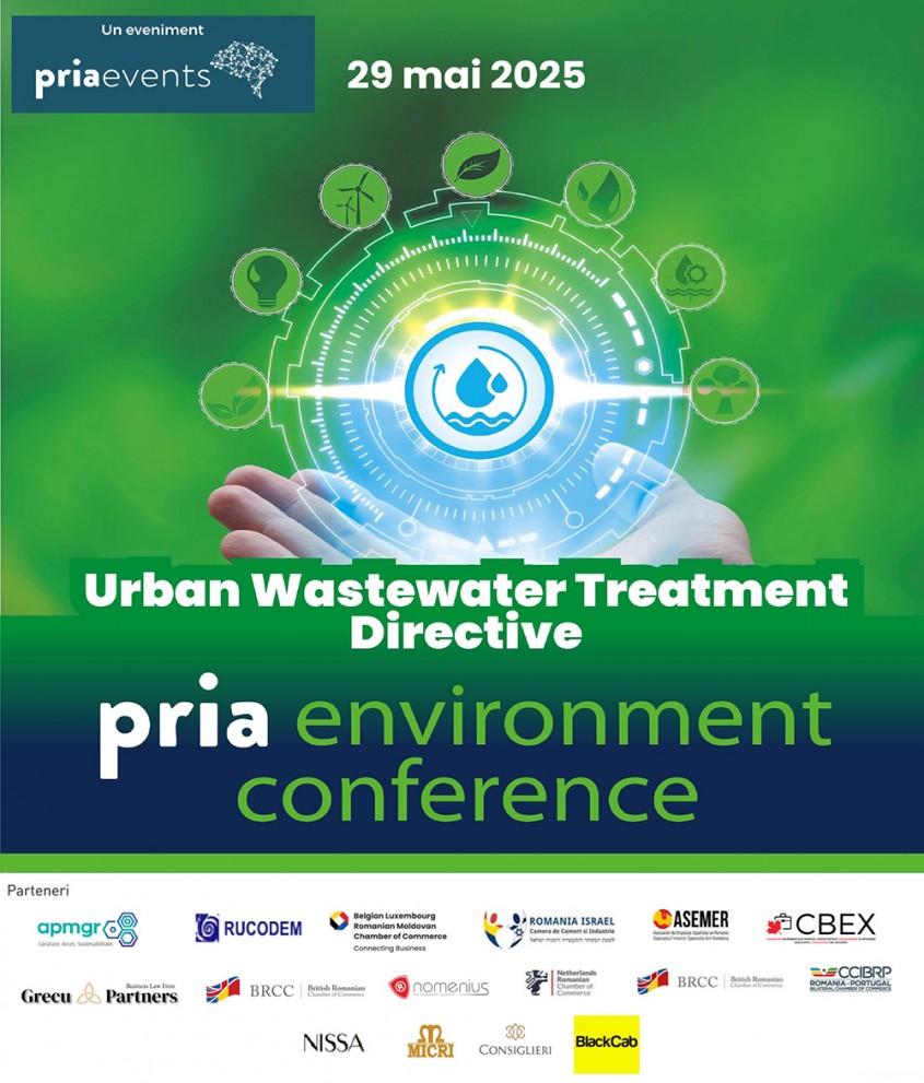 VĂ INVITĂM LA PRIA Environment – Urban Wastewater Treatment Directive în 29 mai 2025 la Institutul