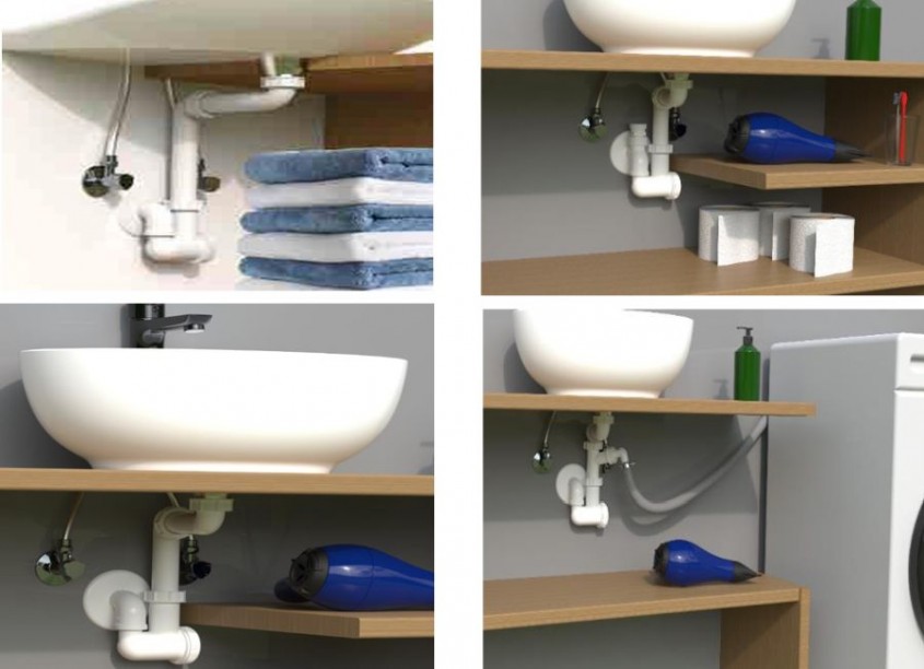 HL137N – Sifonul multifuncțional cu aerator sau racord pentru mașina de spălat