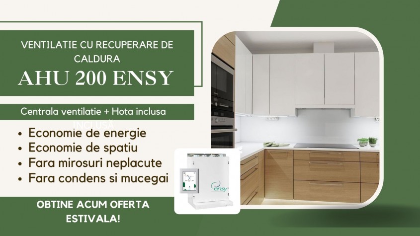 Ventilație eficientă în apartamente și bucătării mici: AHU 200 Ensy cu hotă integrată