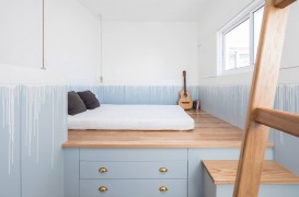 O oază pastelată: idee de amenajare a unei case cu un singur dormitor 