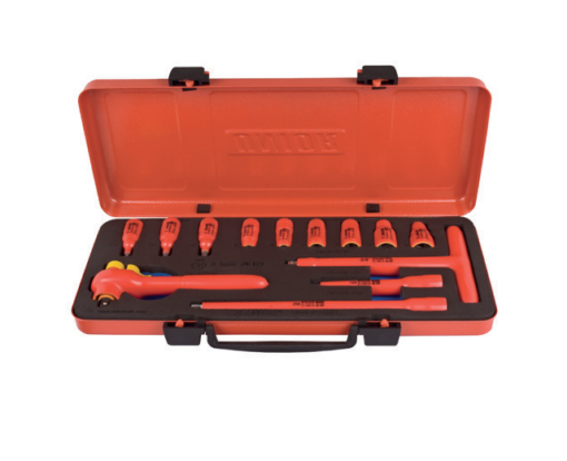 Trusă chei tubulare izolate în dublu-strat 1000V Unior, 3/8", cutie metalică, 619419