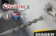 DIAGER - Twister Plus – Burghiu SDS Plus pentru beton cu 2 muchii tăietoare