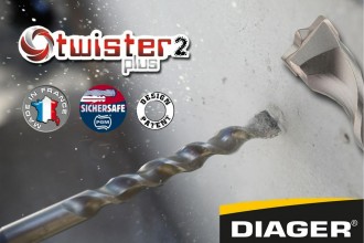 DIAGER - Twister Plus – Burghiu SDS Plus pentru beton cu 2 muchii tăietoare
