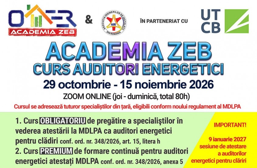 OAER anunță organizarea cursurilor pentru auditorii energetici
