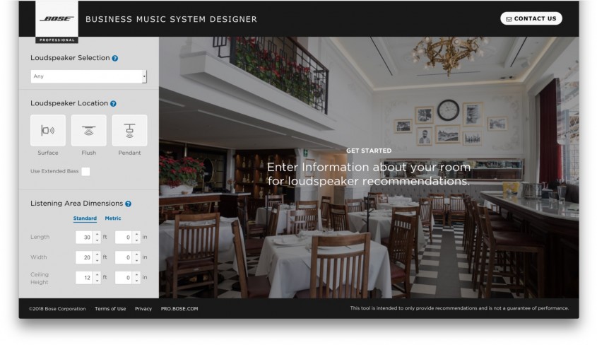 Divizia Bose Pro prezintă aplicația online Business Music System Designer pentru Integratori de soluții Audio
